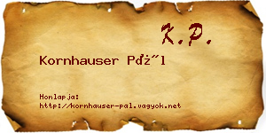 Kornhauser Pál névjegykártya